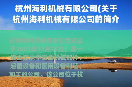 杭州海利机械有限公司(关于杭州海利机械有限公司的简介)