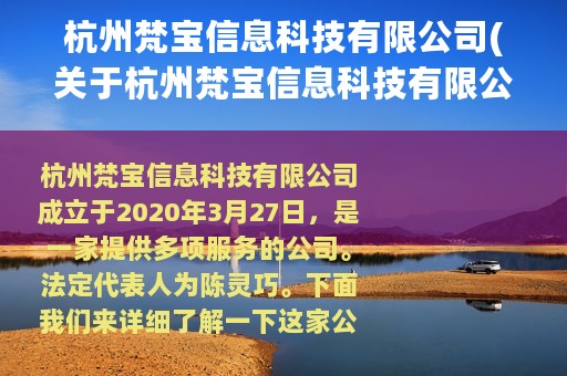 杭州梵宝信息科技有限公司(关于杭州梵宝信息科技有限公司的简介)
