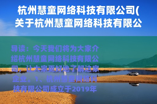 杭州慧童网络科技有限公司(关于杭州慧童网络科技有限公司的简介)