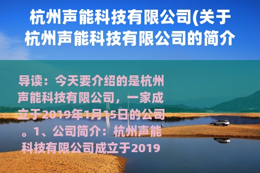 杭州声能科技有限公司(关于杭州声能科技有限公司的简介)