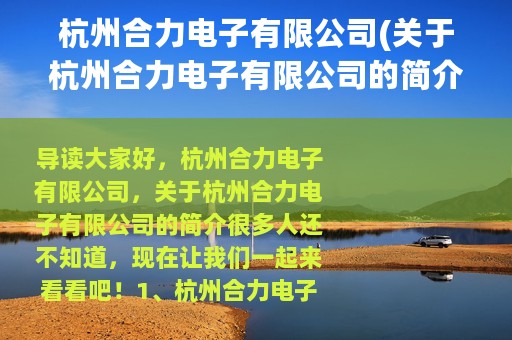 杭州合力电子有限公司(关于杭州合力电子有限公司的简介)