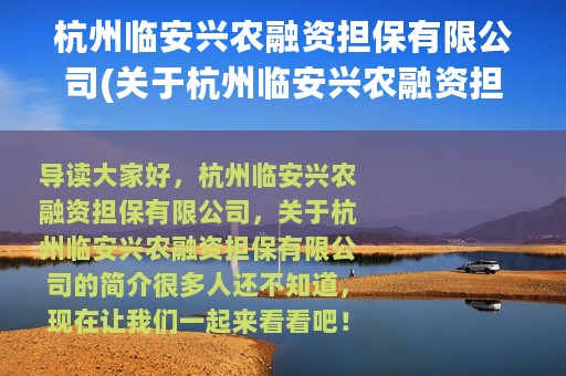 杭州临安兴农融资担保有限公司(关于杭州临安兴农融资担保有限公司的简介)