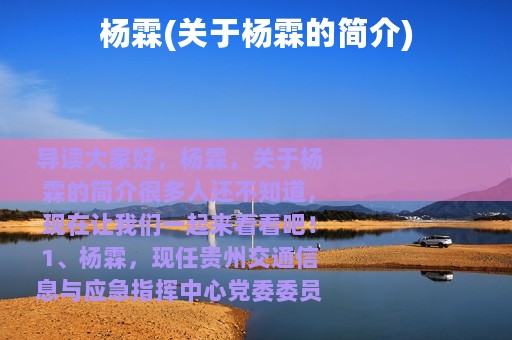 杨霖(关于杨霖的简介)