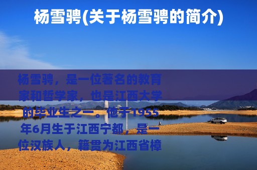 杨雪骋(关于杨雪骋的简介)