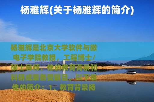 杨雅辉(关于杨雅辉的简介)