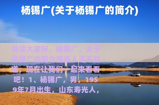 杨锡广(关于杨锡广的简介)