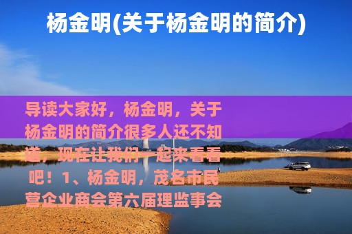 杨金明(关于杨金明的简介)