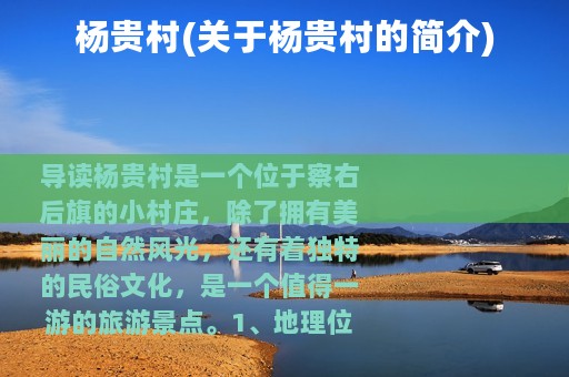 杨贵村(关于杨贵村的简介)