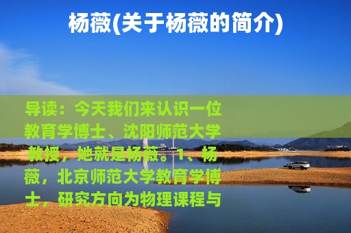 杨薇(关于杨薇的简介)