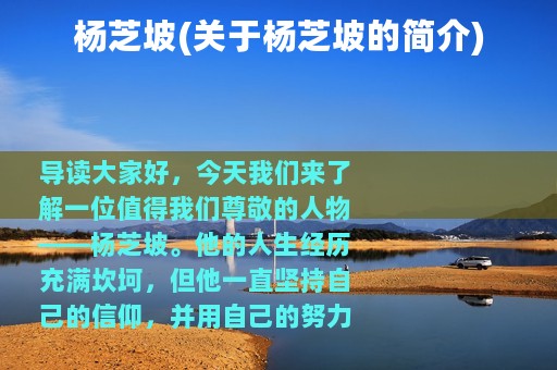 杨芝坡(关于杨芝坡的简介)