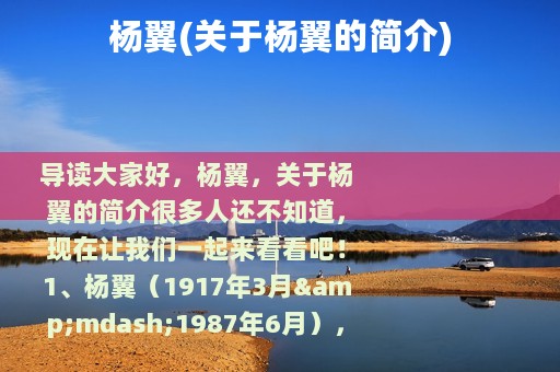 杨翼(关于杨翼的简介)