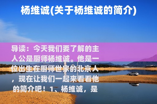 杨维诚(关于杨维诚的简介)