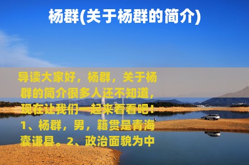 杨群(关于杨群的简介)