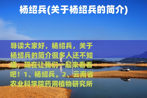 杨绍兵(关于杨绍兵的简介)