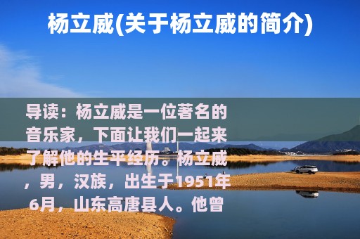 杨立威(关于杨立威的简介)