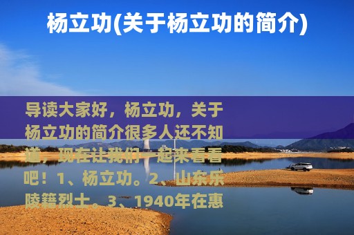 杨立功(关于杨立功的简介)