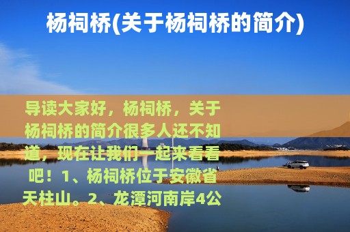 杨祠桥(关于杨祠桥的简介)