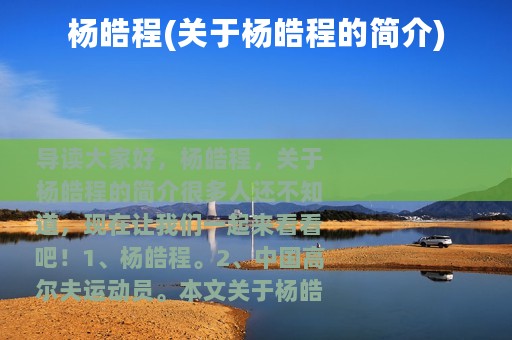 杨皓程(关于杨皓程的简介)