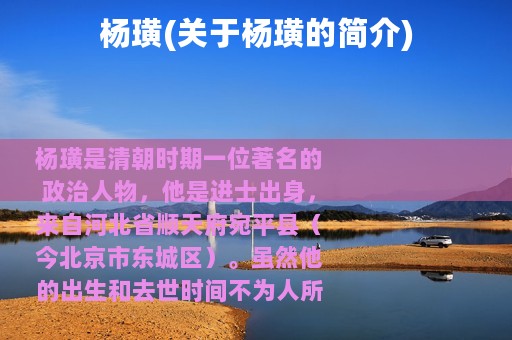 杨璜(关于杨璜的简介)