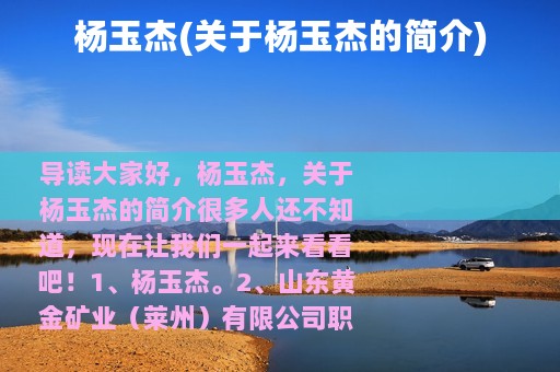 杨玉杰(关于杨玉杰的简介)