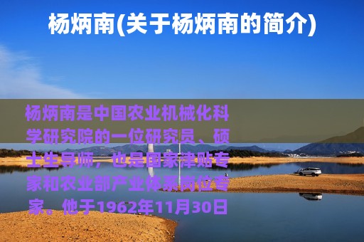 杨炳南(关于杨炳南的简介)