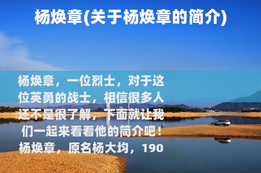 杨焕章(关于杨焕章的简介)