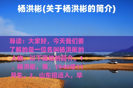 杨洪彬(关于杨洪彬的简介)