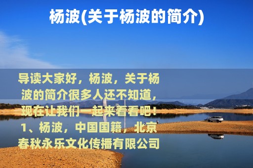 杨波(关于杨波的简介)