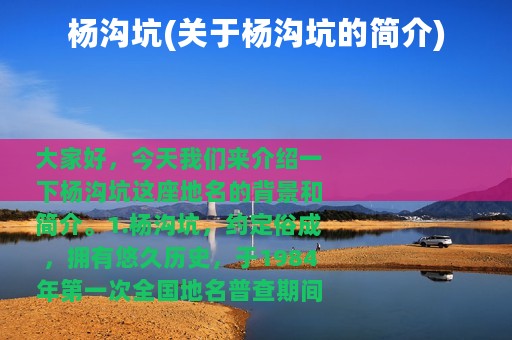 杨沟坑(关于杨沟坑的简介)