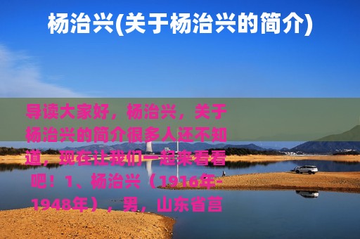 杨治兴(关于杨治兴的简介)