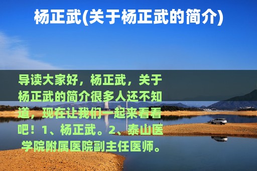 杨正武(关于杨正武的简介)