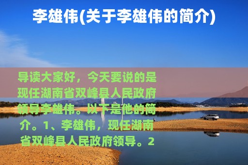 李雄伟(关于李雄伟的简介)