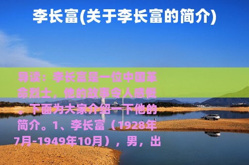 李长富(关于李长富的简介)