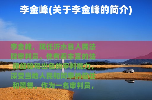 李金峰(关于李金峰的简介)