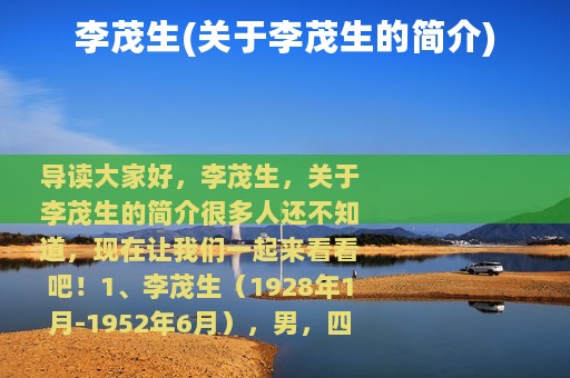 李茂生(关于李茂生的简介)