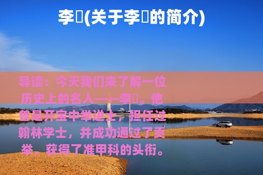 李皞(关于李皞的简介)