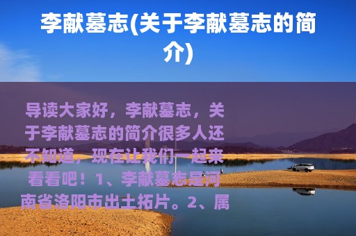 李献墓志(关于李献墓志的简介)