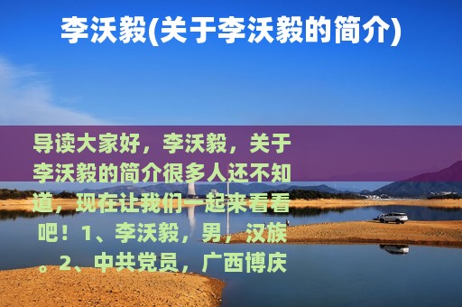 李沃毅(关于李沃毅的简介)