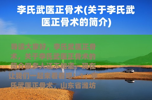 李氏武医正骨术(关于李氏武医正骨术的简介)