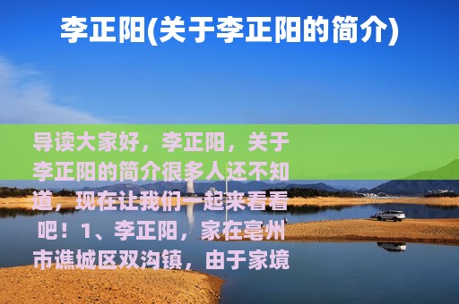 李正阳(关于李正阳的简介)