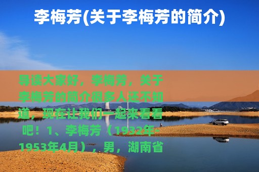 李梅芳(关于李梅芳的简介)