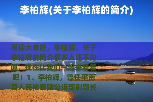 李柏辉(关于李柏辉的简介)