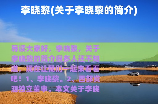 李晓黎(关于李晓黎的简介)