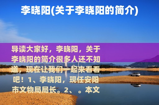 李晓阳(关于李晓阳的简介)