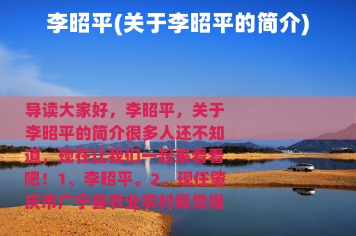 李昭平(关于李昭平的简介)