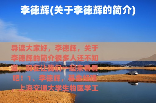 李德辉(关于李德辉的简介)