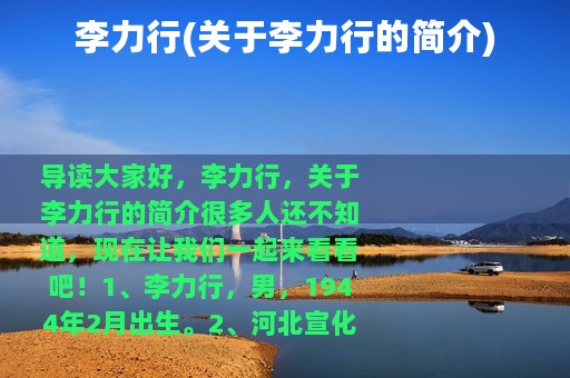 李力行(关于李力行的简介)