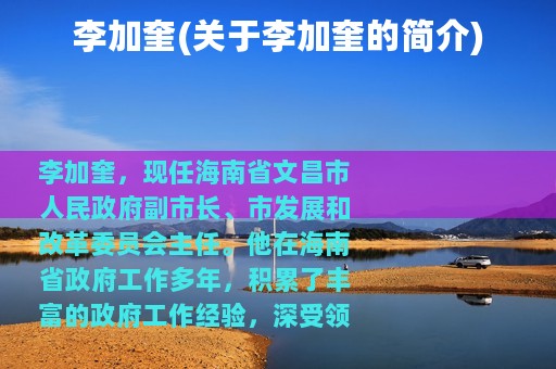 李加奎(关于李加奎的简介)