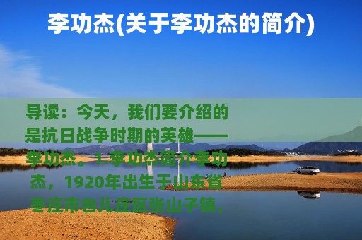 李功杰(关于李功杰的简介)