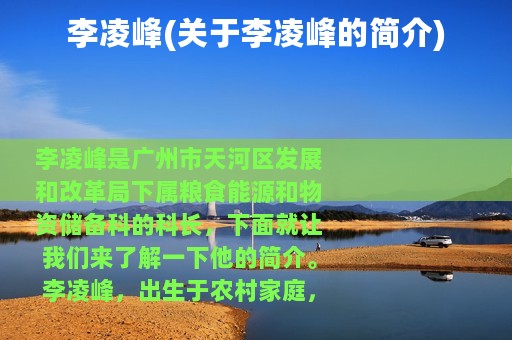 李凌峰(关于李凌峰的简介)